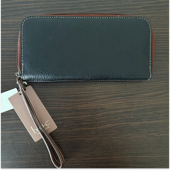 b.ø.c (Born Concept) Vegan Wristlet Wallet – Black/Brown, 12 Card Slots, NWT - Picture 3 of 3